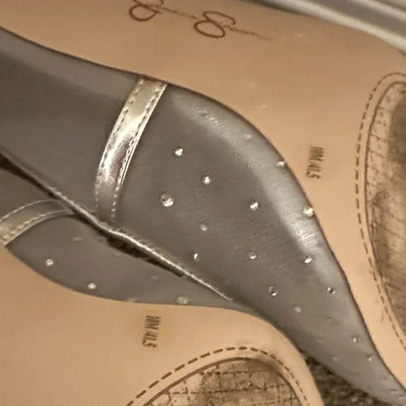 Jessica Simpson Silver Mesh Jewel Women's Heels - Picture 5 of 10